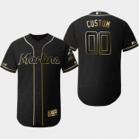 Men's Miami Marlins Customized Black Gold Flexbase Jersey