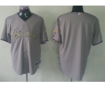 Men's Miami Marlins Customized Gray With Camo Jersey