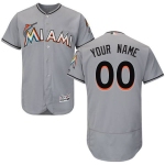 Mens Miami Marlins Grey Customized Flexbase Majestic MLB Collection Jersey