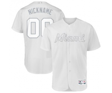 Miami Marlins Majestic 2019 Players' Weekend Flex Base Authentic Roster Custom White Jersey
