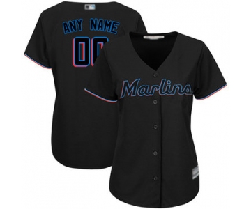 Women's Customized Authentic Jersey Black Baseball Alternate Miami Marlins Cool Base