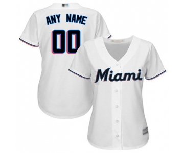 Women's Customized Authentic Jersey White Baseball Home Miami Marlins Cool Base