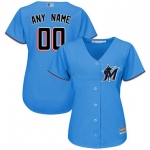 Women's Customized Replica Jersey Blue Baseball Alternate Miami Marlins Cool Base