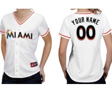 Women's Miami Marlins Customized White With Black Jersey