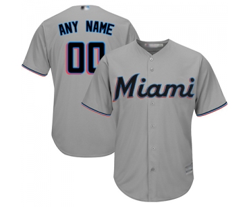 Youth Customized Authentic Jersey Grey Baseball Road Miami Marlins Cool Base