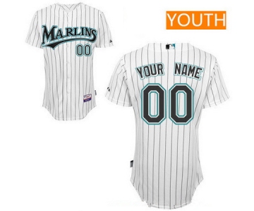 Youth Florida Marlins White Home Majestic Old Cool Base Custom Baseball Jersey