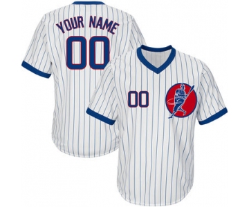 Cubs White Men's Customized Throwback New Design Jersey