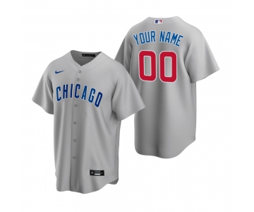 Men's Chicago Cubs Custom Nike Gray Stitched MLB Cool Base Road Jersey