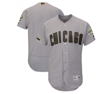 Men's Chicago Cubs Majestic Gray 2018 Memorial Day Authentic Collection Flex Base Team Custom Jersey
