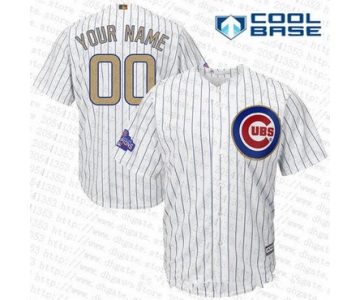 Men's Chicago Cubs White 2016 World Series Champions Patch Gold Program Majestic 2017 Cool Base Custom Baseball Jersey