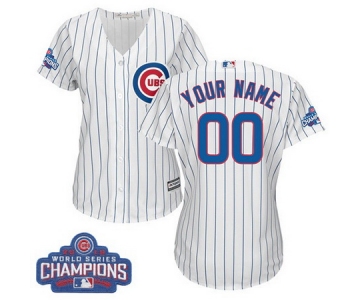 Women's Chicago Cubs Custom White Home 2016 World Series Champions Majestic Cool Base MLB Jersey