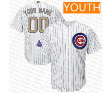 Youth Chicago Cubs White 2016 World Series Champions Patch Gold Program Majestic 2017 Cool Base Custom Baseball Jersey