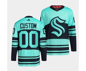 Men's Seattle Kraken Custom Ice Blue 2022-23 Reverse Retro Stitched Jersey