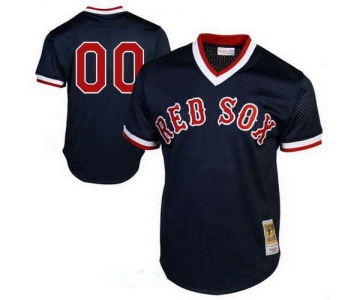Men's Boston Red Sox Black Mesh Batting Practice Throwback Majestic Cooperstown Collection Custom Baseball Jersey