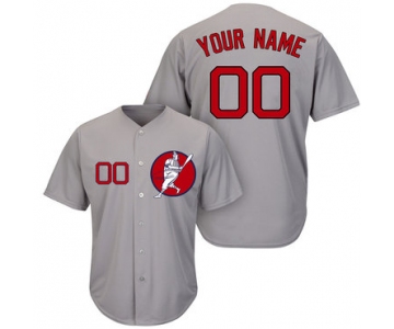 Red Sox Gray Men's Customized Cool Base New Design Jersey