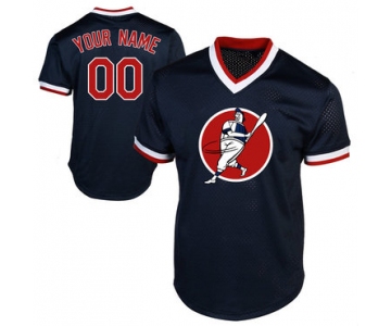 Red Sox Navy Men's Customized Throwback New Design Jersey