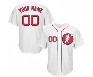 Red Sox White Men's Customized Cool Base New Design Jersey