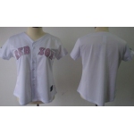 Women's Boston Red Sox Customized White With Pink Jersey