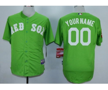 Youth Boston Red Sox Customized Green MLB Cool Base Jersey