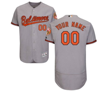 Mens Baltimore Orioles Grey Customized Flexbase Majestic MLB Collection Jersey