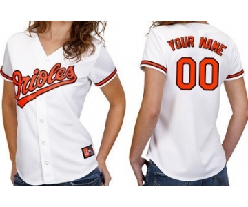 Women's Baltimore Orioles Customized White With Orange Jersey