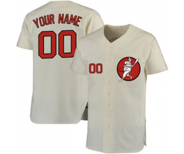 Astros Cream Men's Customized Cool Base New Design Jersey