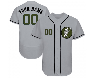 Astros Gray Men's Customized Green Logo Flexbase New Design Jersey