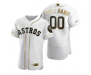 Men's Houston Astros Custom Nike White Stitched MLB Flex Base Golden Edition Jersey