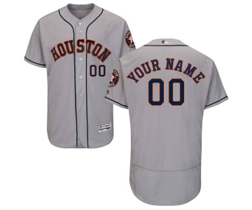 Mens Houston Astros Grey Customized Flexbase Majestic MLB Collection Jersey