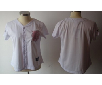 Women's Detroit Tigers Customized White With Pink Jersey