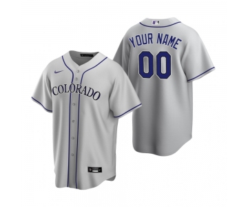 Men's Colorado Rockies Custom Nike Gray Stitched MLB Cool Base Road Jersey