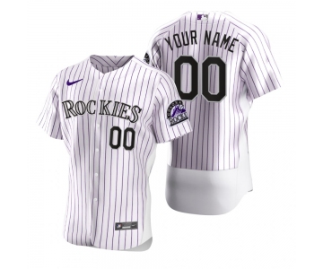 Men's Colorado Rockies Custom Nike White 2020 Stitched MLB Flex Base Jersey