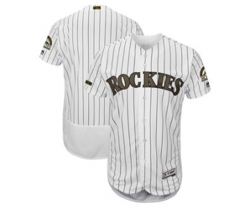 Men's Colorado Rockies Majestic White 2018 Memorial Day Authentic Collection Flex Base Team Custom Jersey