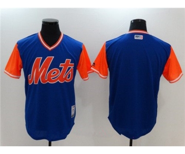 Custom Men's New York Mets Blank Majestic Royal Blue 2017 Little League World Series Players Weekend Stitched Nickname Jersey