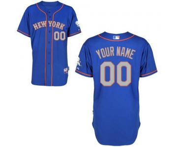 Men's New York Mets Customized Blue With Gray Jersey With 2015 Mr. Met Patch