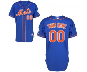 Men's New York Mets Customized Blue With Orange Jersey With 2015 Mr. Met Patch