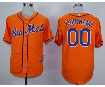 Men's New York Mets Customized Los Orange MLB Cool Base Jersey