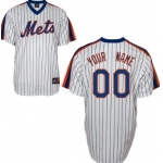 Men's New York Mets Customized White Pinstripe Throwback Jersey