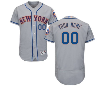 Mens New York Mets Grey Customized Flexbase Majestic MLB Collection Jersey