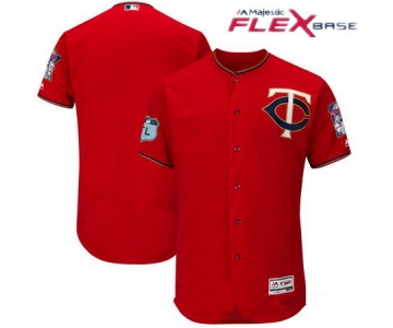 Men's Minnesota Twins Majestic Scarlet Red 2017 Spring Training Authentic Flex Base Stitched MLB Custom Jersey