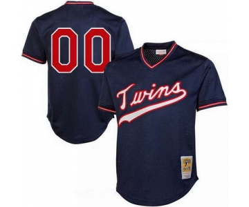 Men's Minnesota Twins Navy Blue 1995 Mesh Batting Practice Throwback Majestic Cooperstown Collection Custom Baseball Jersey