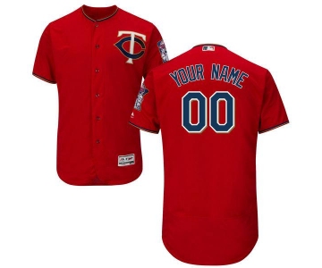 Mens Minnesota Twins Scarlet Red Customized Flexbase Majestic MLB Collection Jersey