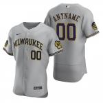 Men's Milwaukee Brewers Custom Nike Gray Stitched MLB Flex Base 2020 Road Jersey