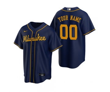 Men's Milwaukee Brewers Custom Nike Navy Stitched MLB Cool Base Jersey