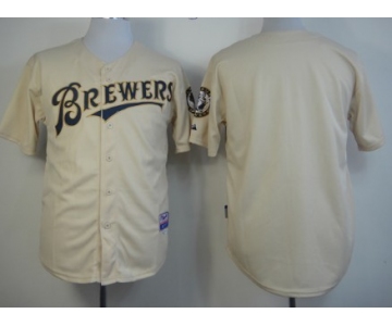 Men's Milwaukee Brewers Customized 2013 Cream Jersey