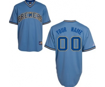 Men's Milwaukee Brewers Customized Light Blue Throwback Jersey