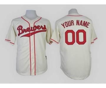 Milwaukee Brewers Customized 1948 Turn Back The Clock Cream Jersey