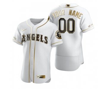 Men's Los Angeles Angels Custom Nike White Stitched MLB Flex Base Golden Edition Jersey