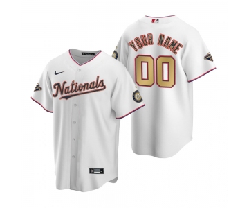 Custom Men's Washington Nationals White Gold 2019 World Series Champions Stitched MLB Cool Base Nike Jersey