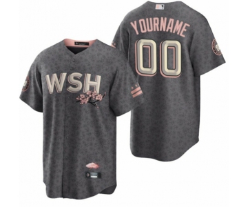 Men's Washington Nationals Active Player Custom 2022 Grey City Connect Cherry Blossom Cool Base Stitched Jersey